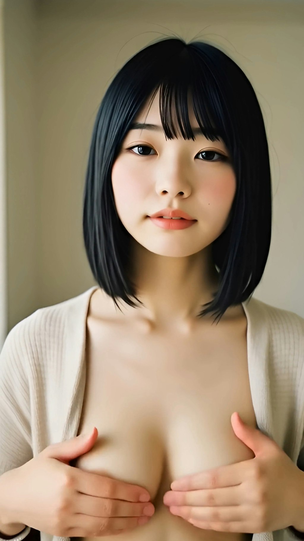 黒髪ボブ × 胸もみ 12連発