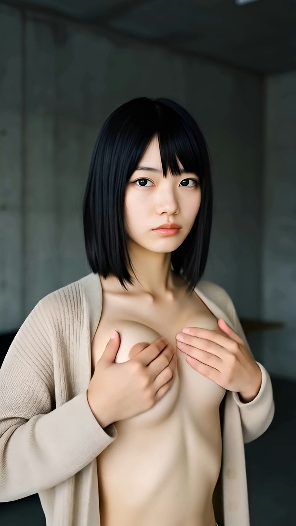 黒髪ボブ × 胸もみ 12連発
