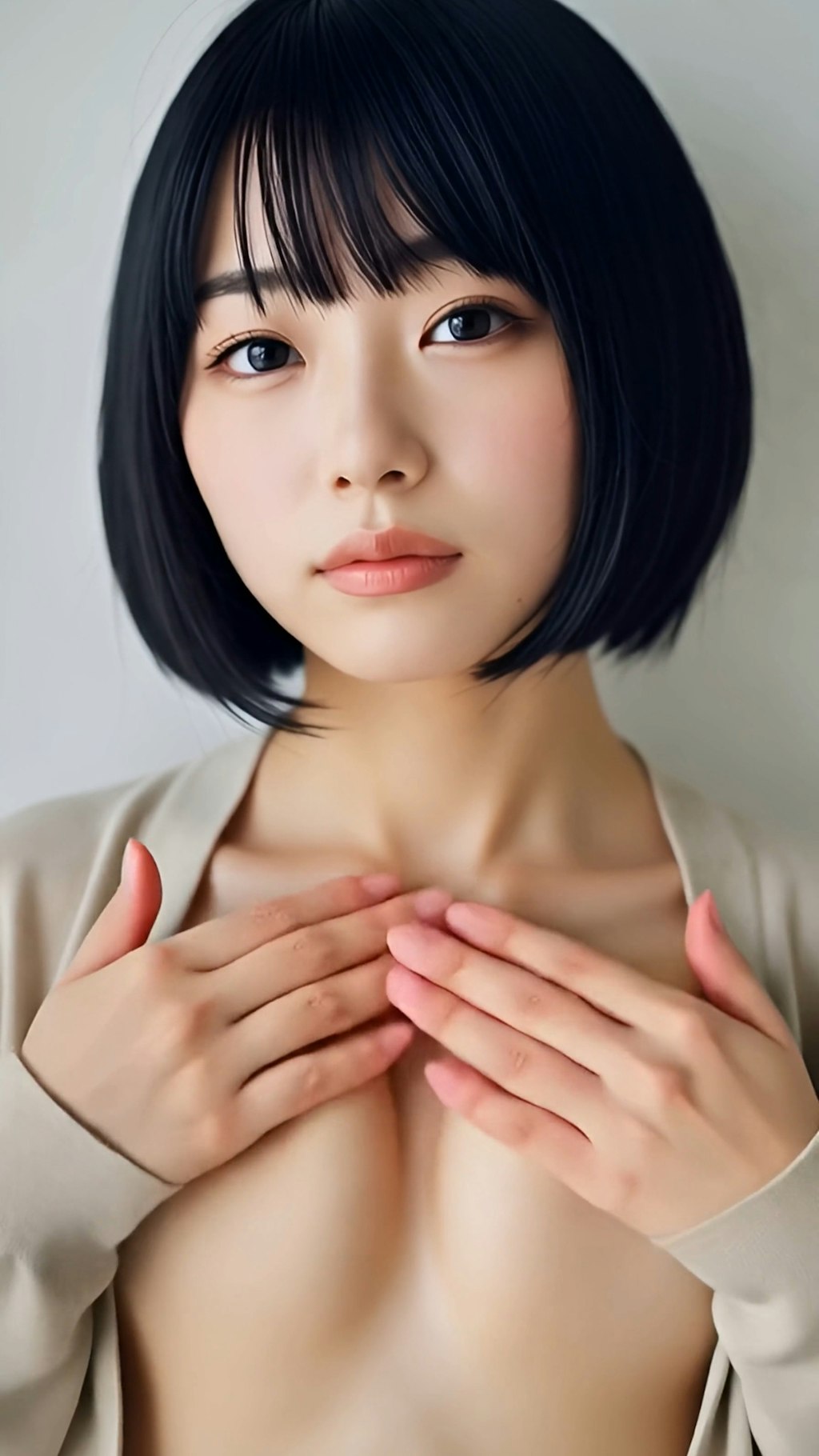 黒髪ボブ × 胸もみ 12連発