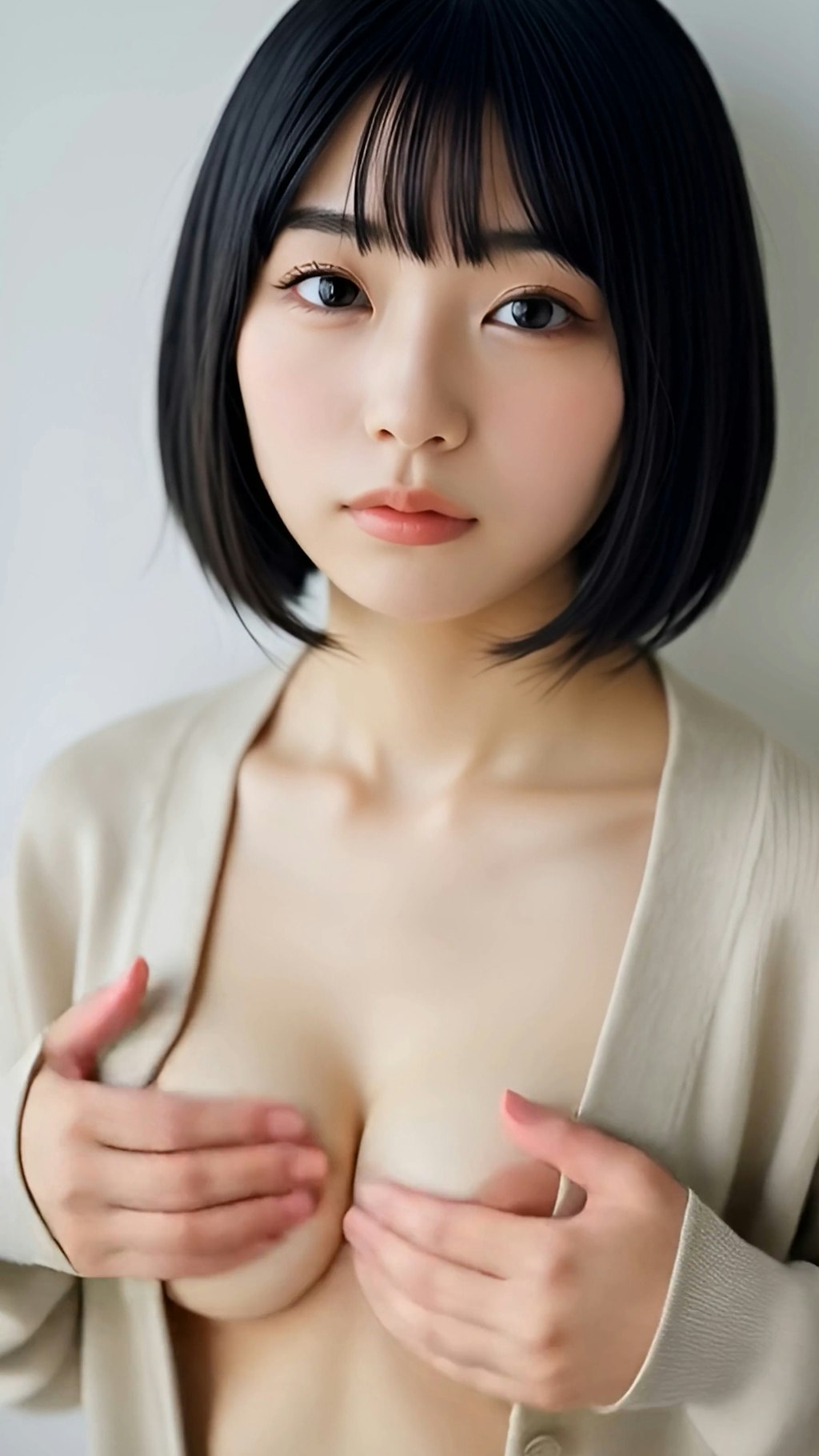 黒髪ボブ × 胸もみ 12連発