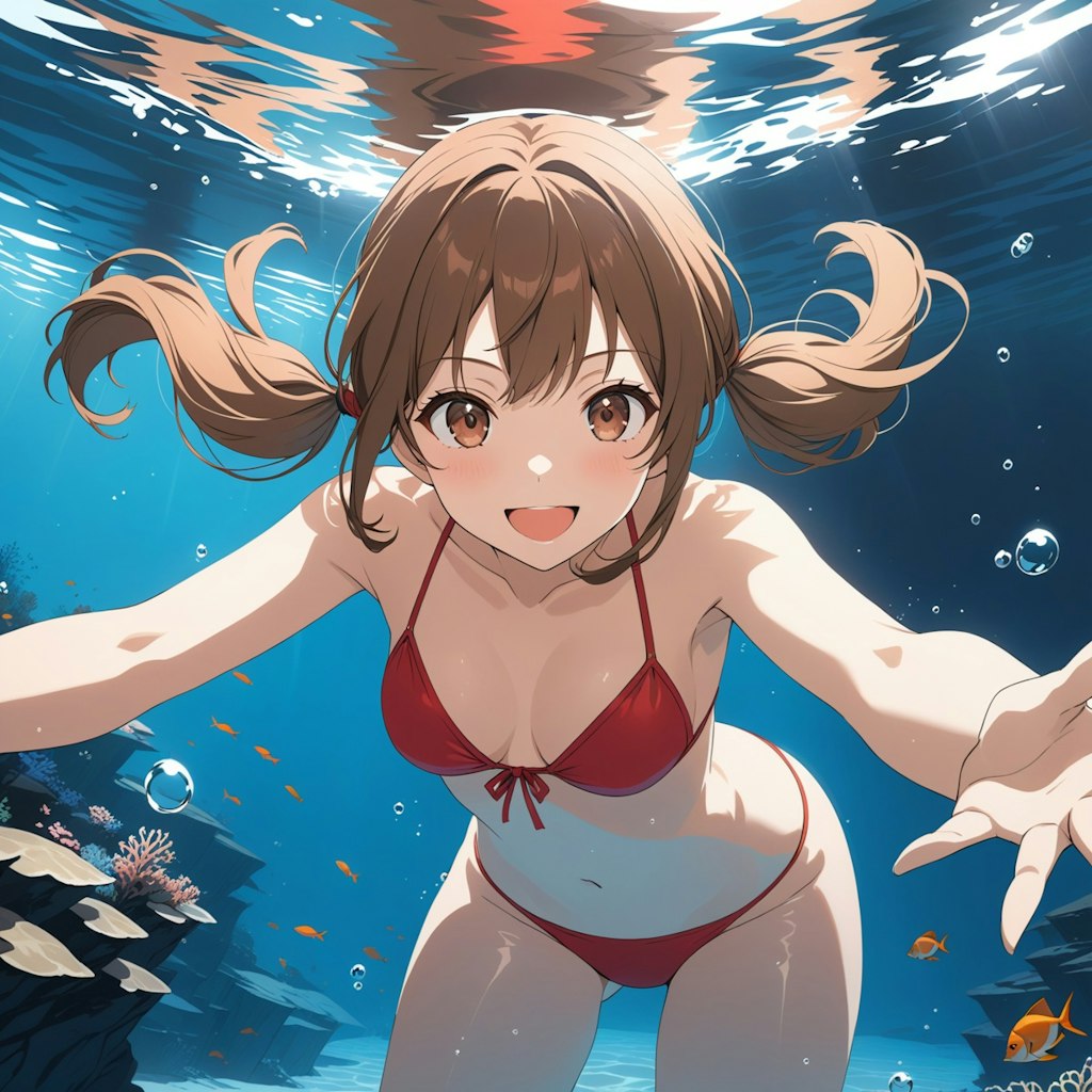 絵海ちゃんと紅い水着