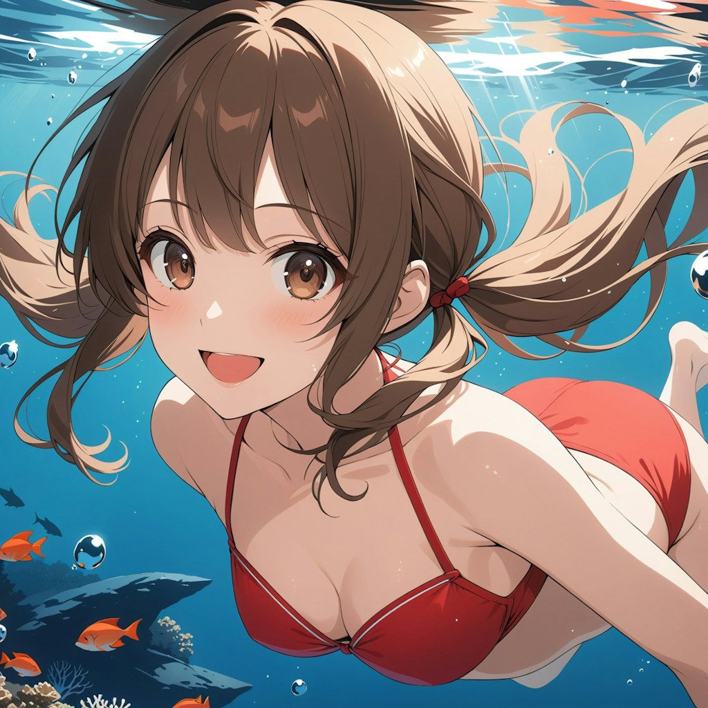 絵海ちゃんと紅い水着