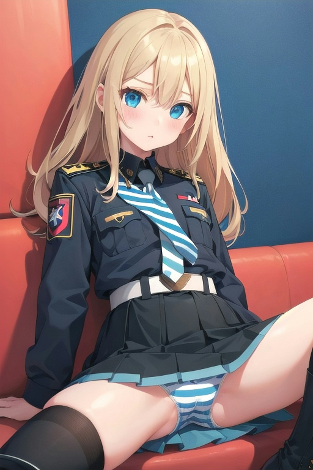 縞パン軍服少女