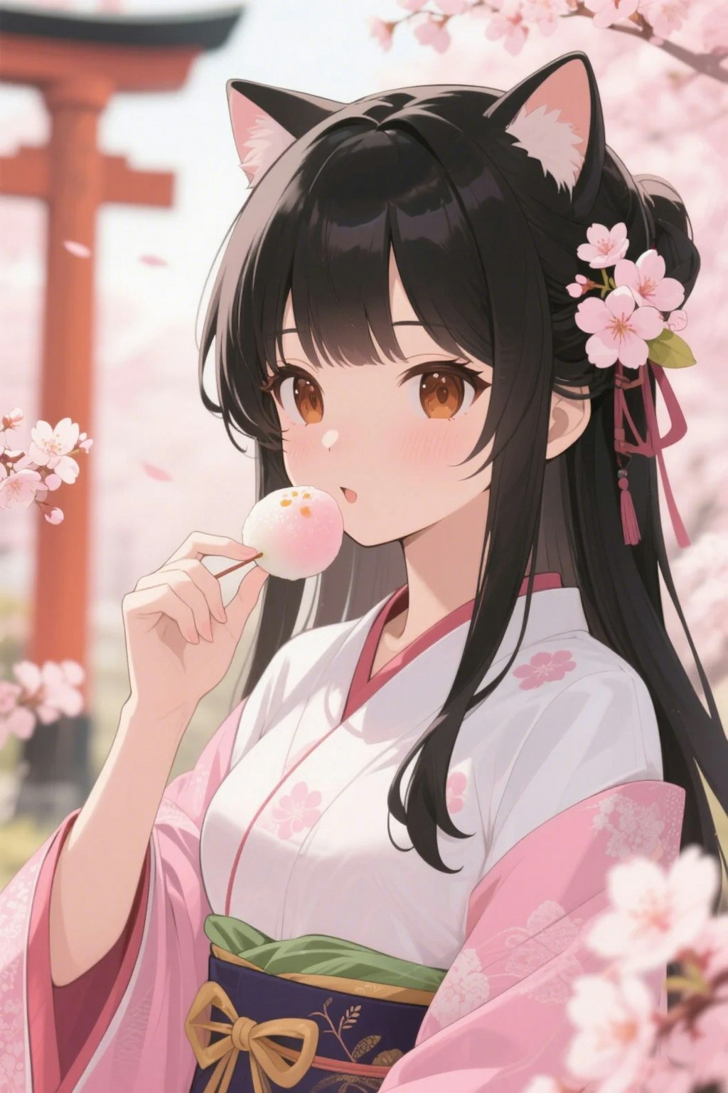 お餅を食べるさくらちゃん