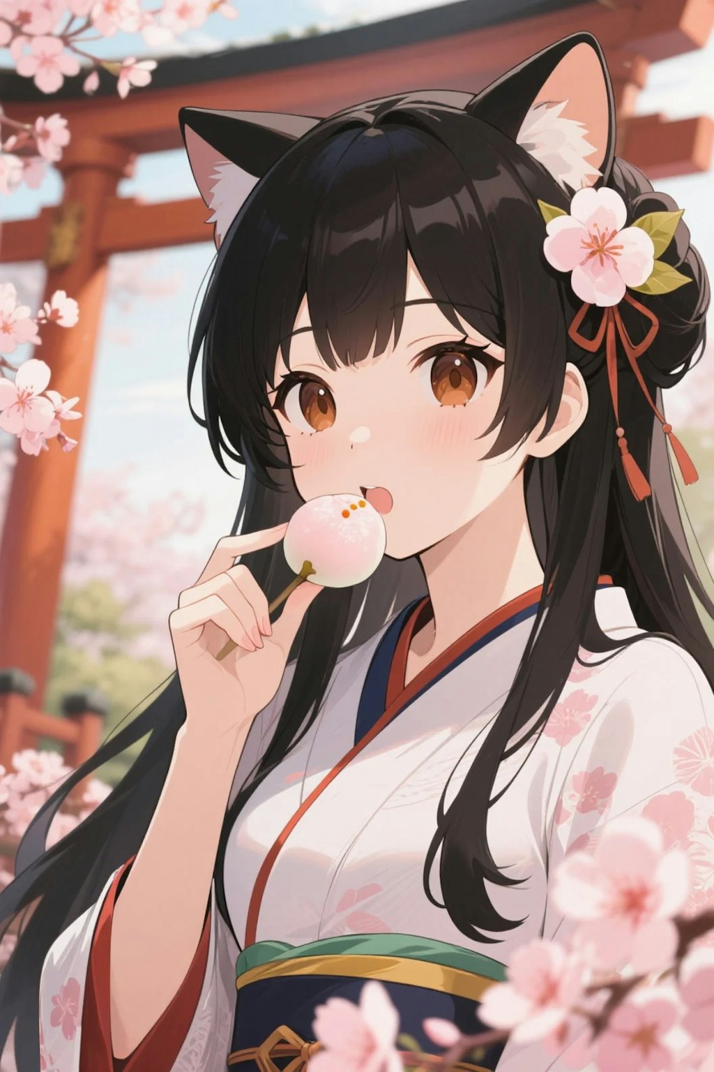 お餅を食べるさくらちゃん