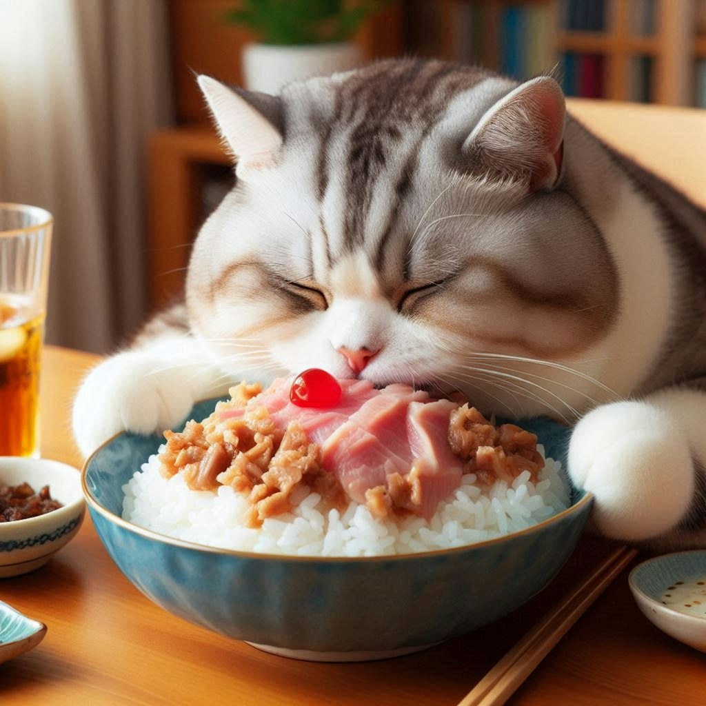ねこまんま食べて、まんまと太った！