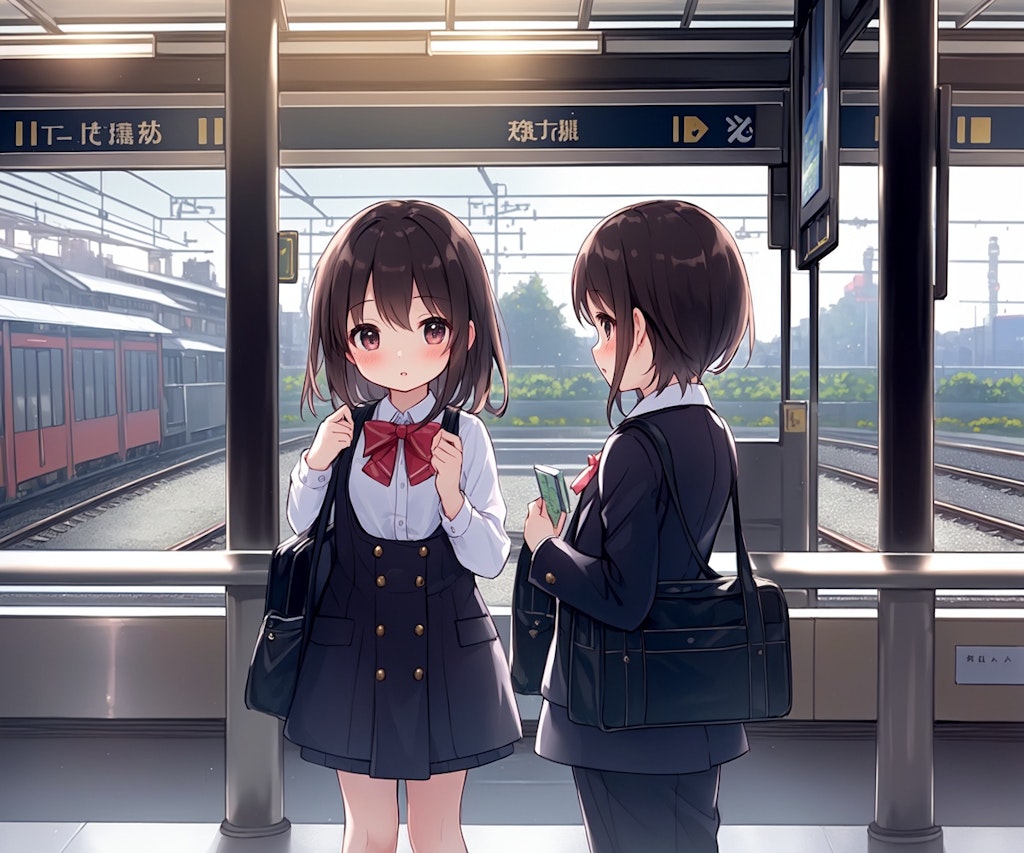 電車を待つ女の子いろいろ