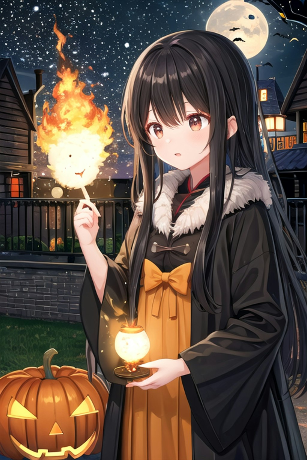 ハロウィンで火遊びするさくらちゃん