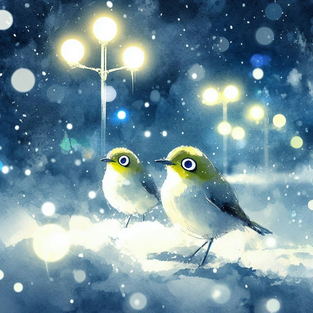 White-eyes in winter night (4)