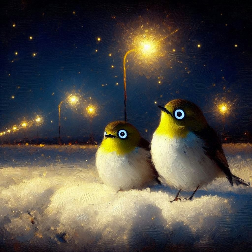 White-eyes in winter night (4)