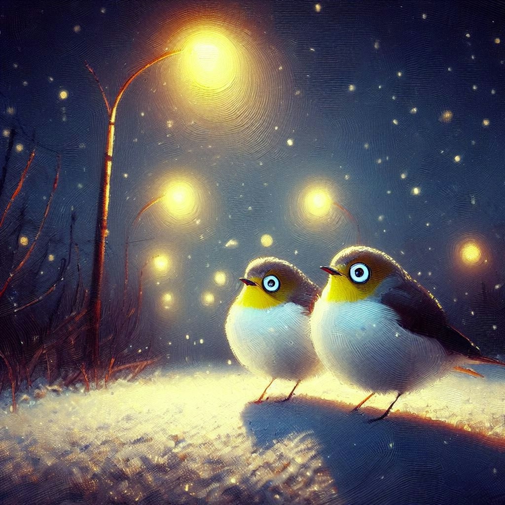 White-eyes in winter night (4)