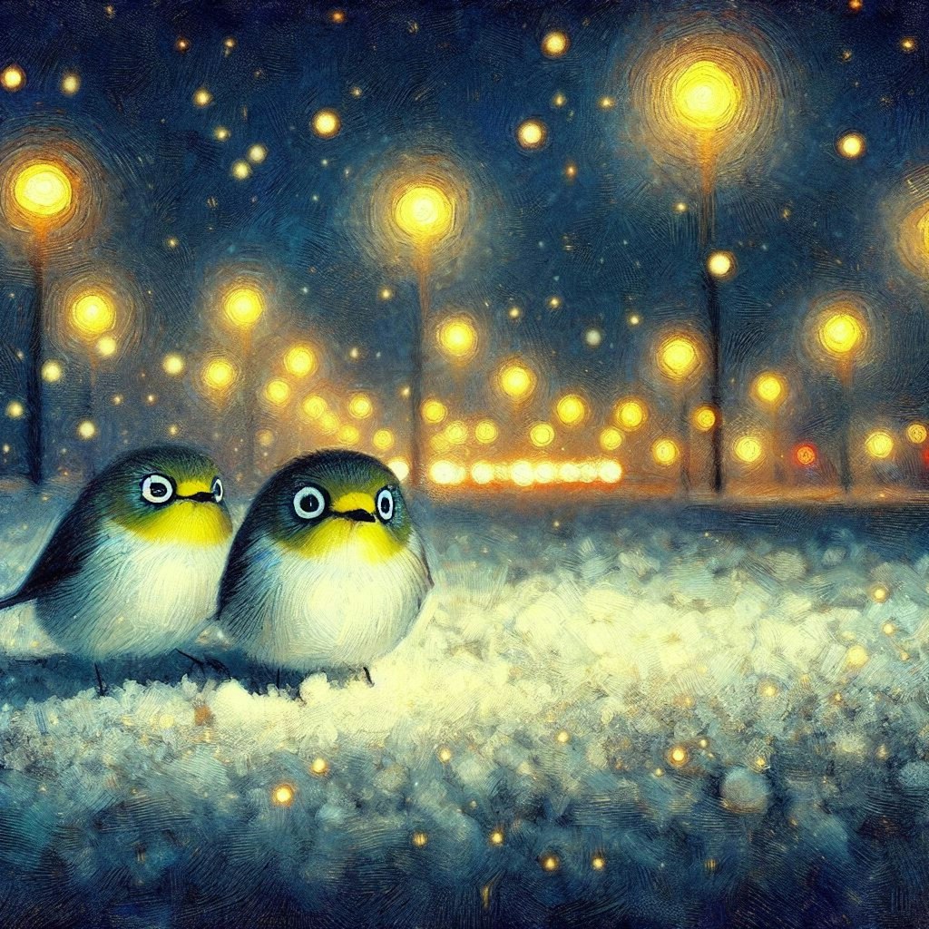 White-eyes in winter night (4)