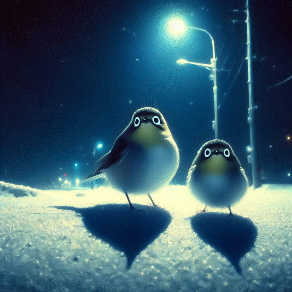 White-eyes in winter night (4)