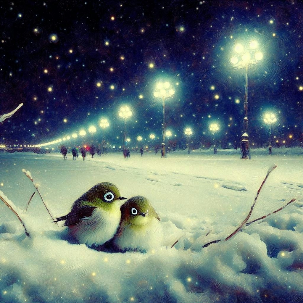 White-eyes in winter night (4)