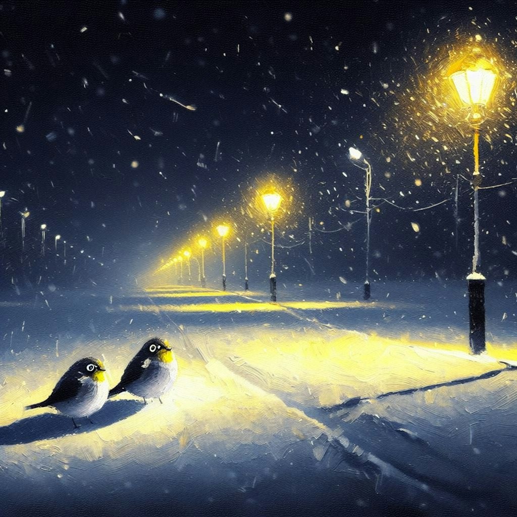 White-eyes in winter night (4)