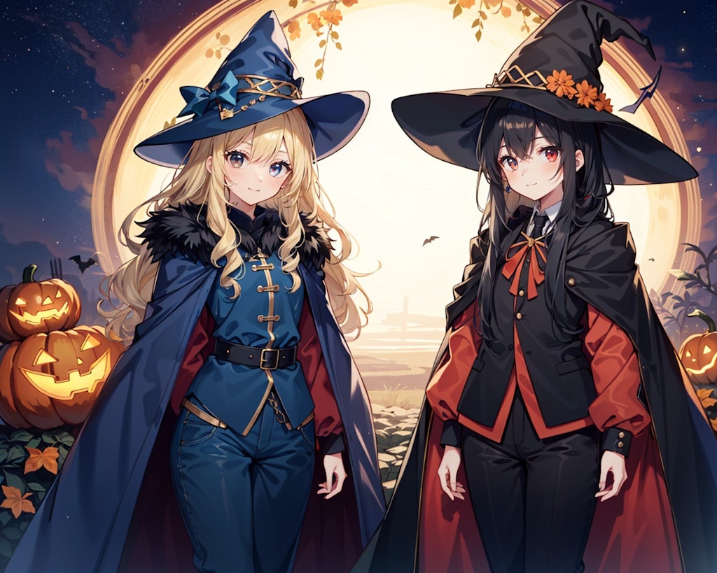 ちちぷいちゃんとししょちゃんのハロウィン魔女衣装