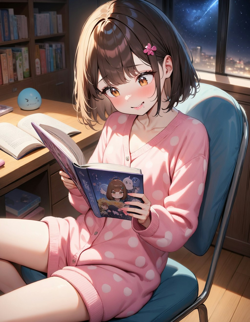 夜の読書少女