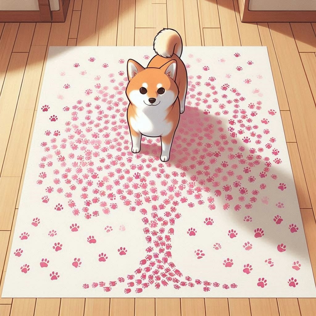 柴犬と桜