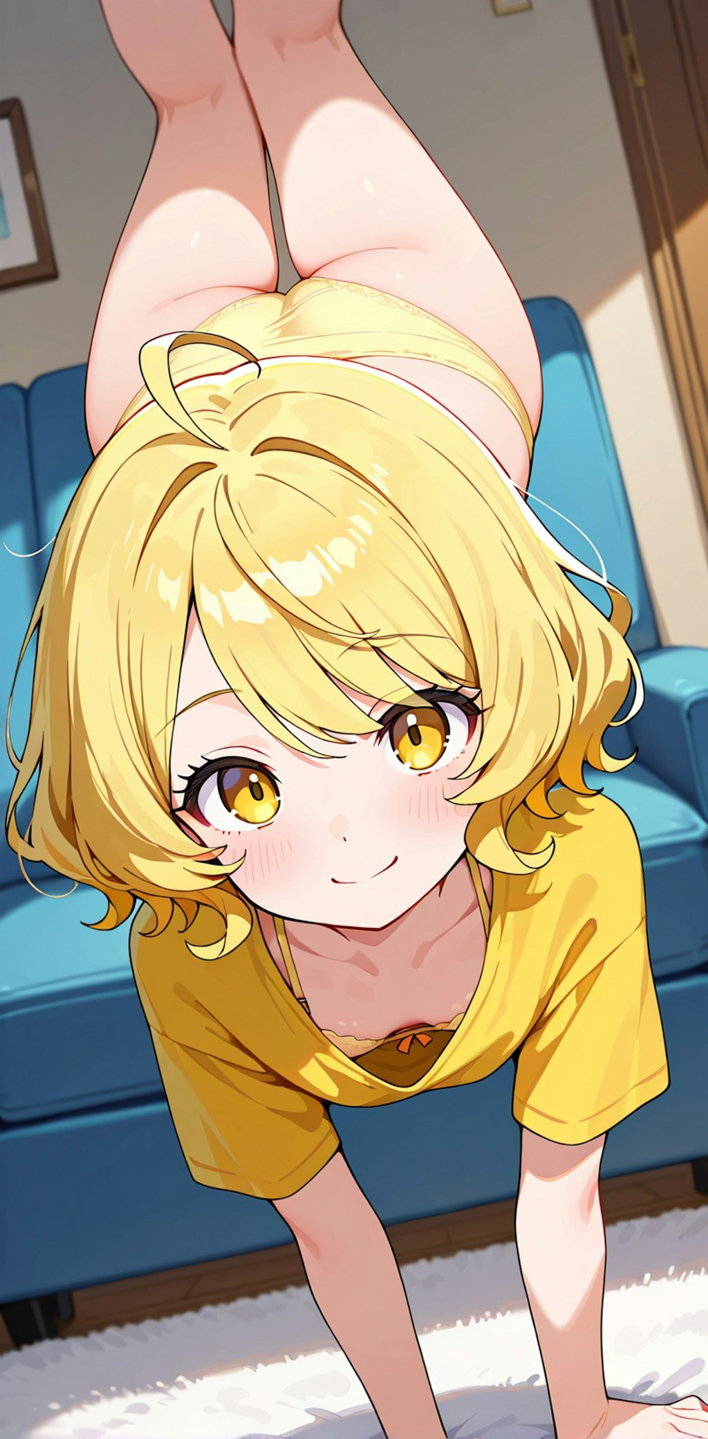 逆立ちに挑戦するユイちゃん