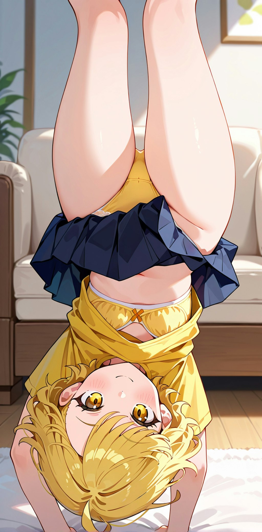 逆立ちに挑戦するユイちゃん