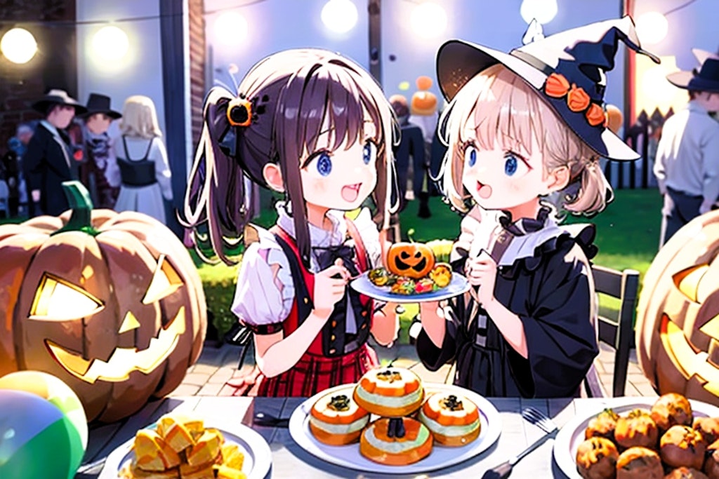 ハロウィンのお菓子を食べながらおしゃべり