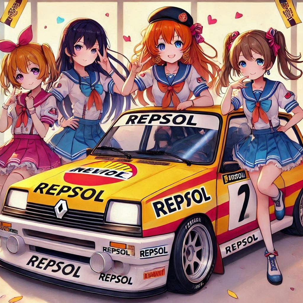 ラブライブキャラとレプソルカラールノー5ターボレーシングカー