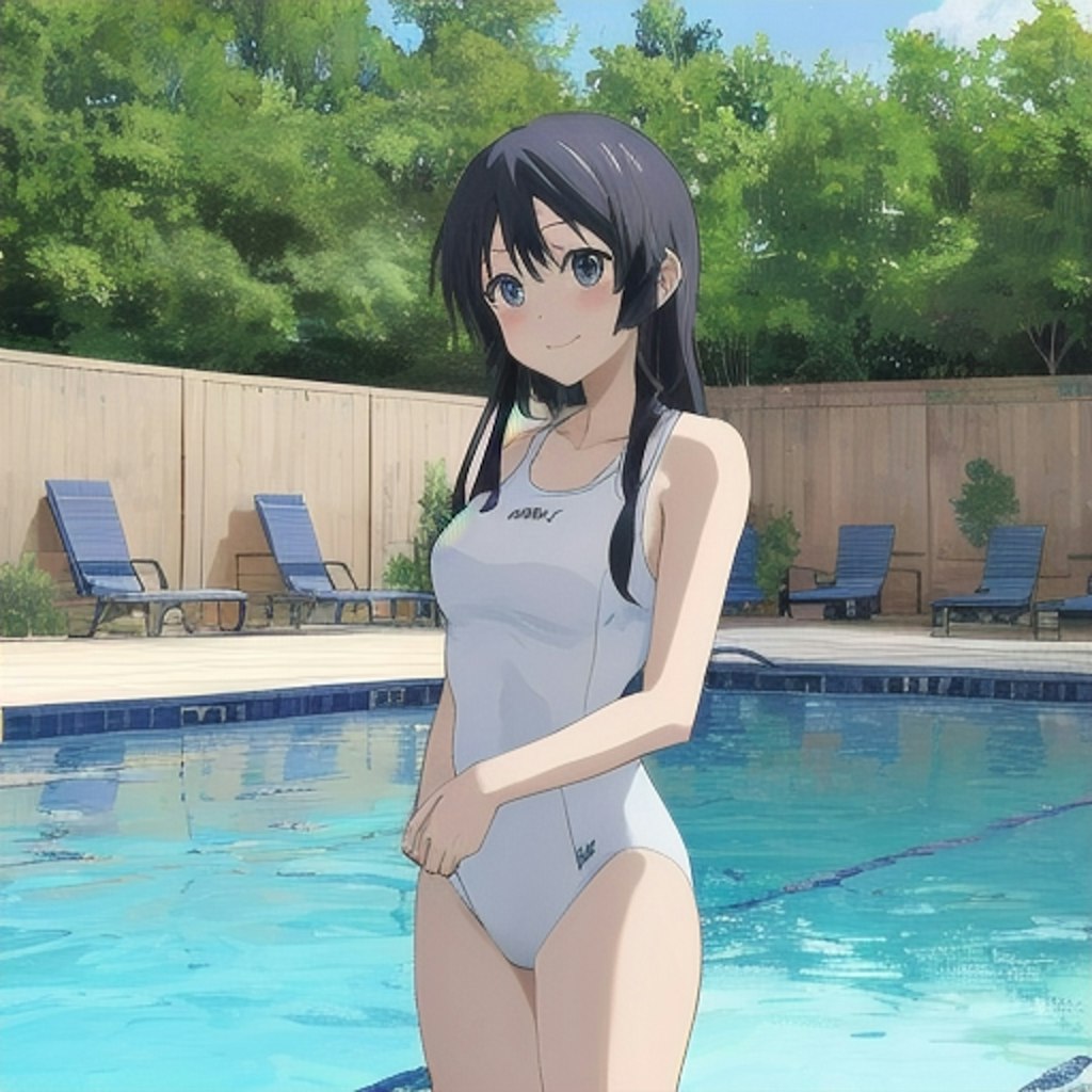 白い競泳水着の少女