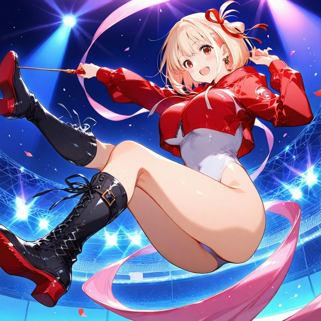 金髪ショート新体操のジータちゃんと千束ちゃん