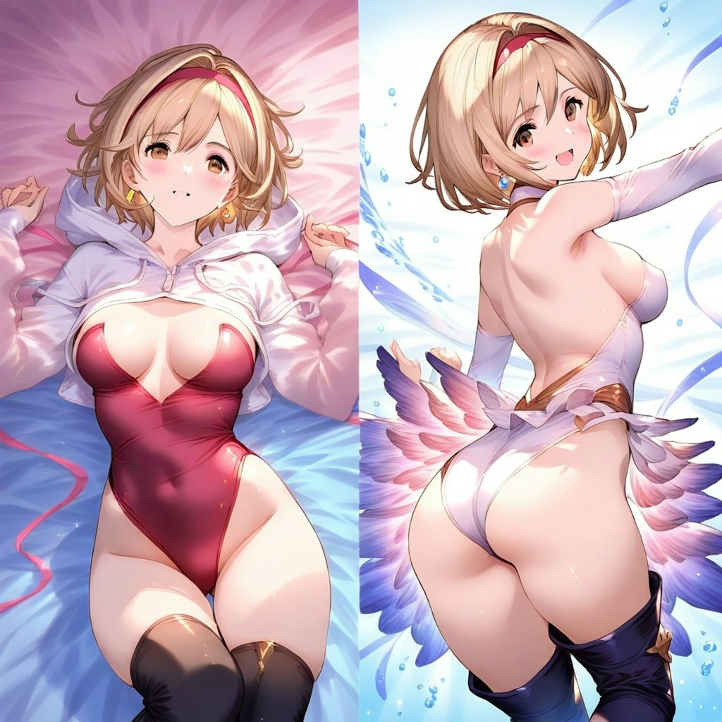 金髪ショート新体操のジータちゃんと千束ちゃん