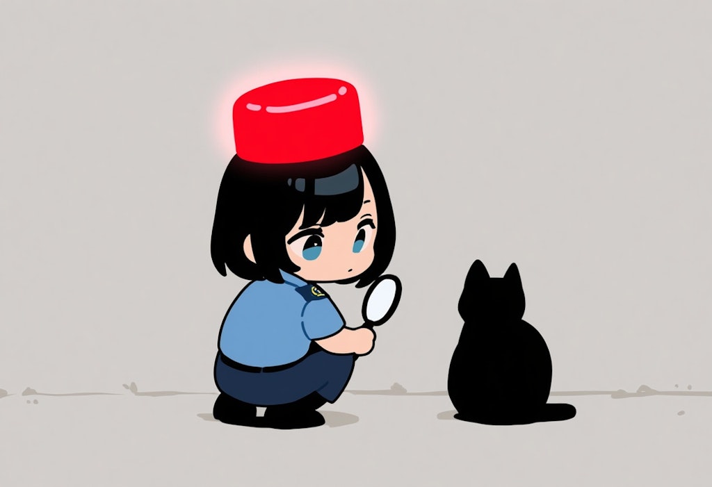 「あなたも証拠探しですか？現場は荒らさないように気を付けてくださいね」「🐈‍⬛ ❓ 」