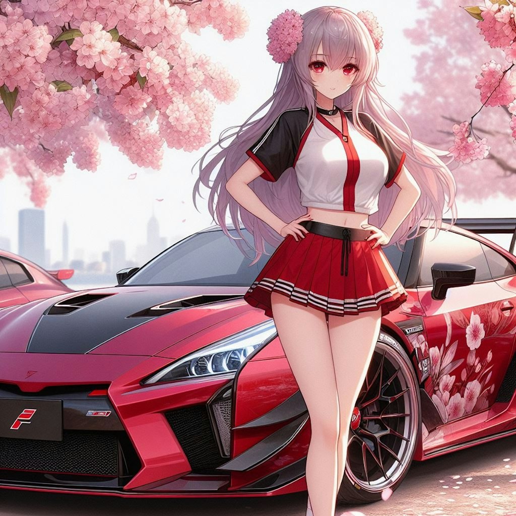 超合金Z製スポーツカーと桜の少女