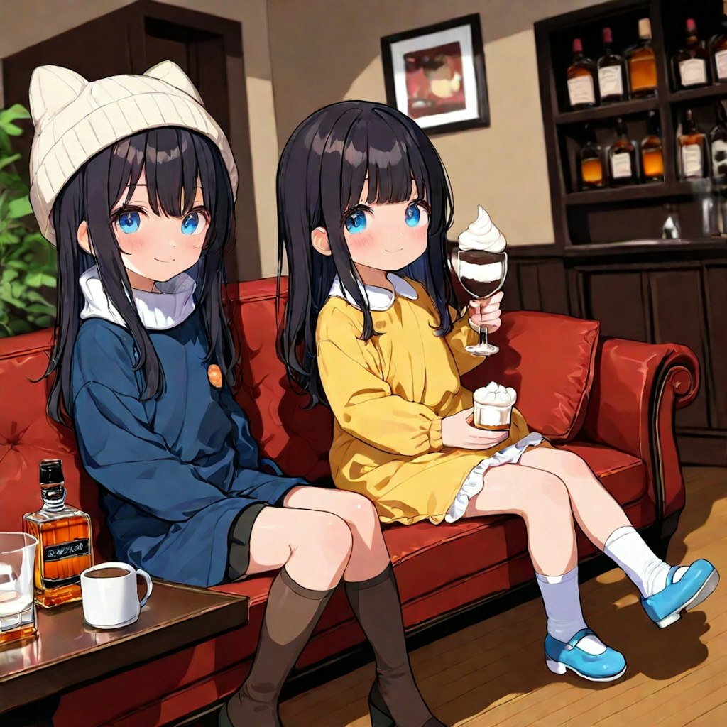 コーヒーを楽しむ小さな女の子