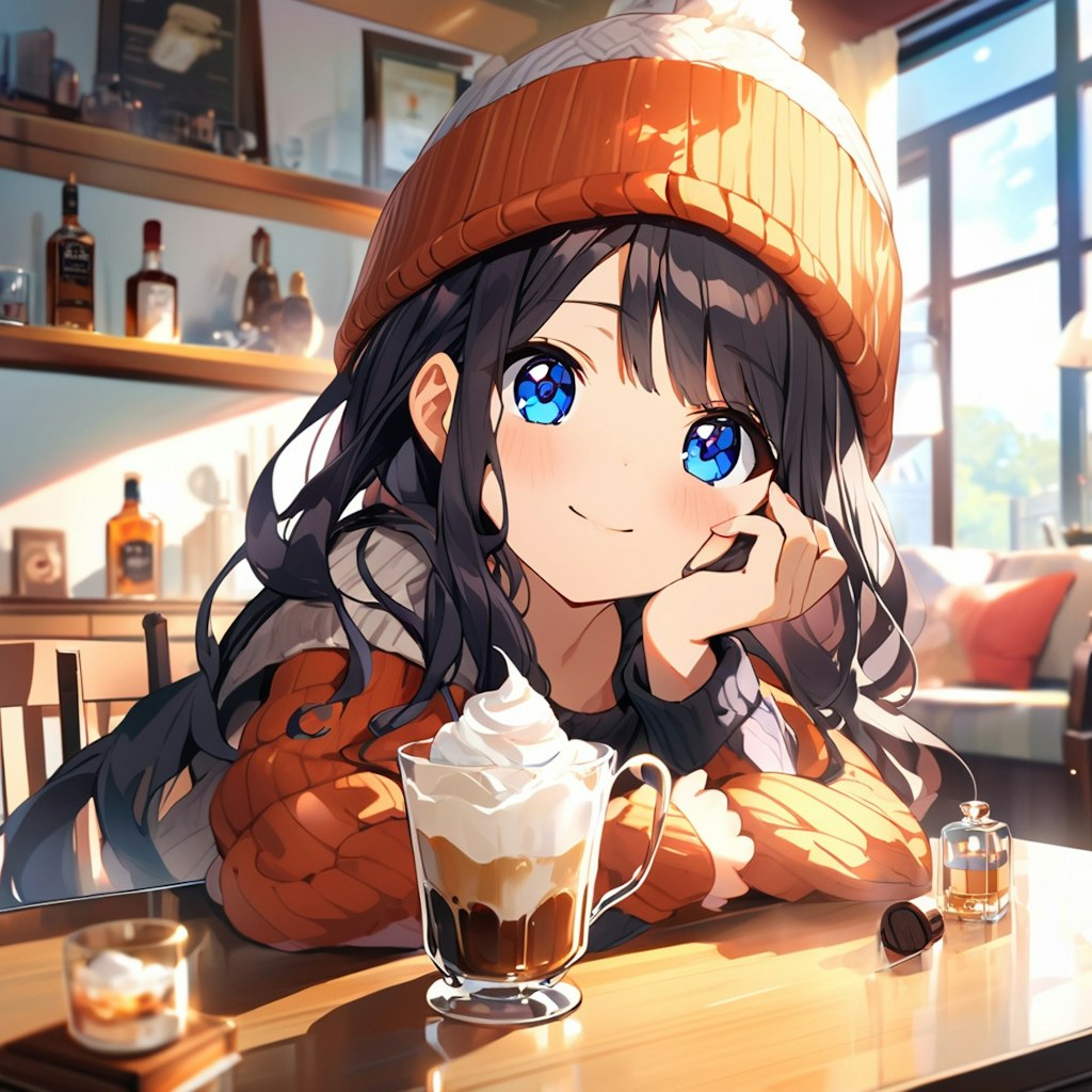 コーヒーを楽しむ小さな女の子