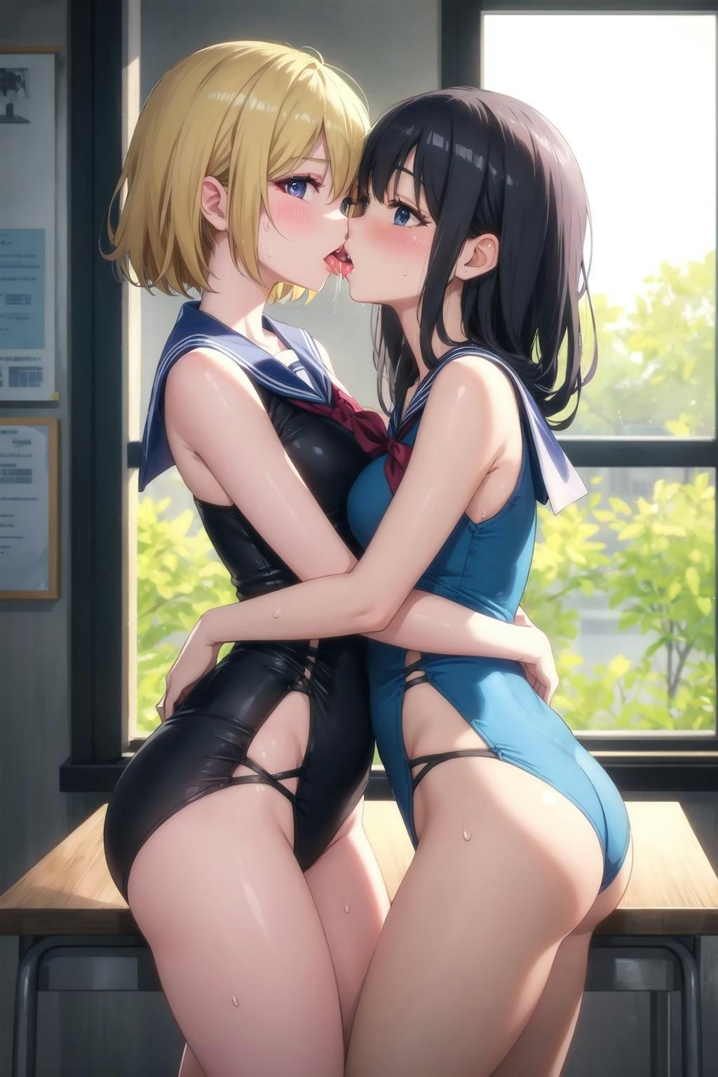 百合女子高生のベロチュー