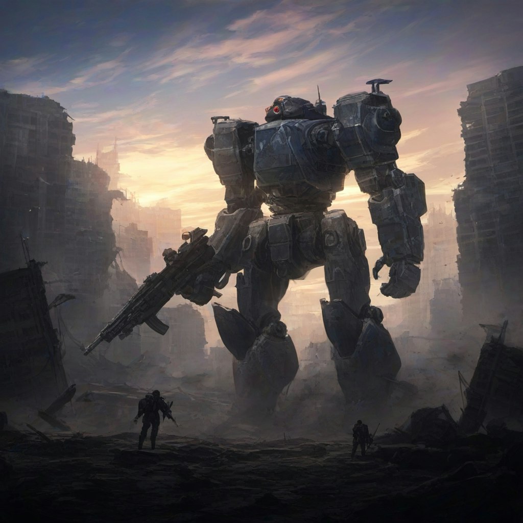 廃墟都市と戦闘用ロボット