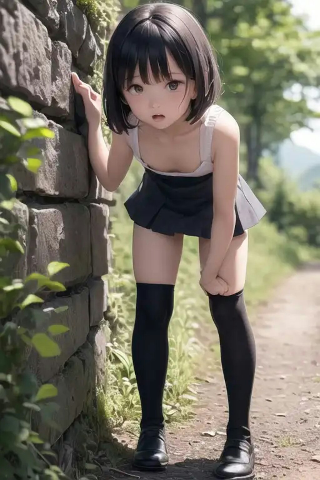 田舎道の少女