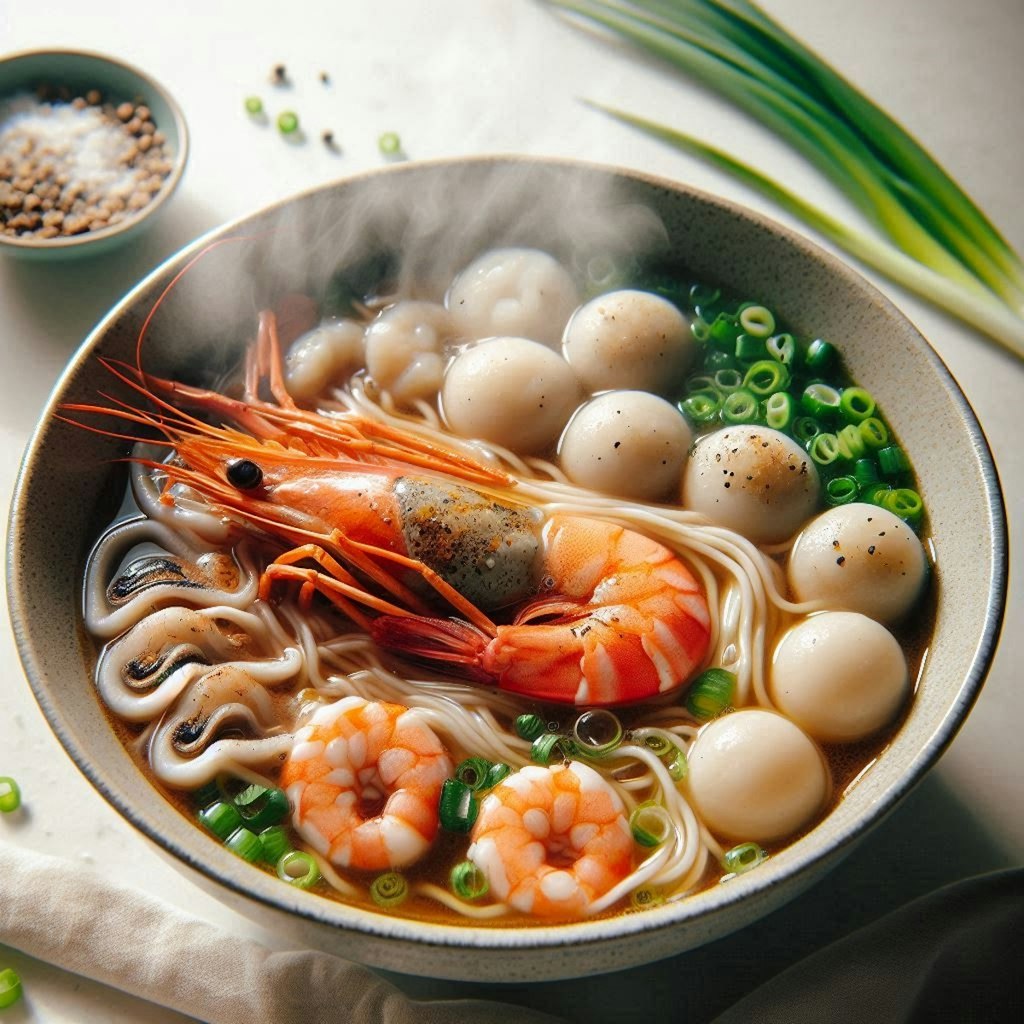 没にされたseafood noodle