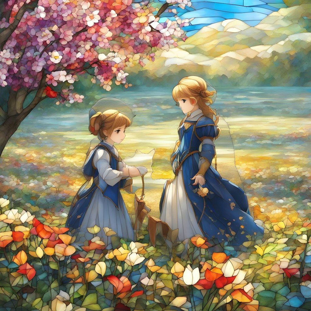 💓作品「桜と戯(たわむ)れる少女」