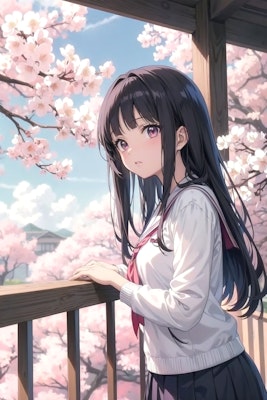 桜を愛でるJK
