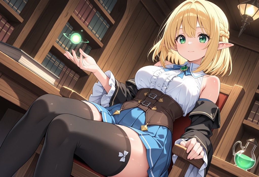 エルフちゃん・実家の書斎にて