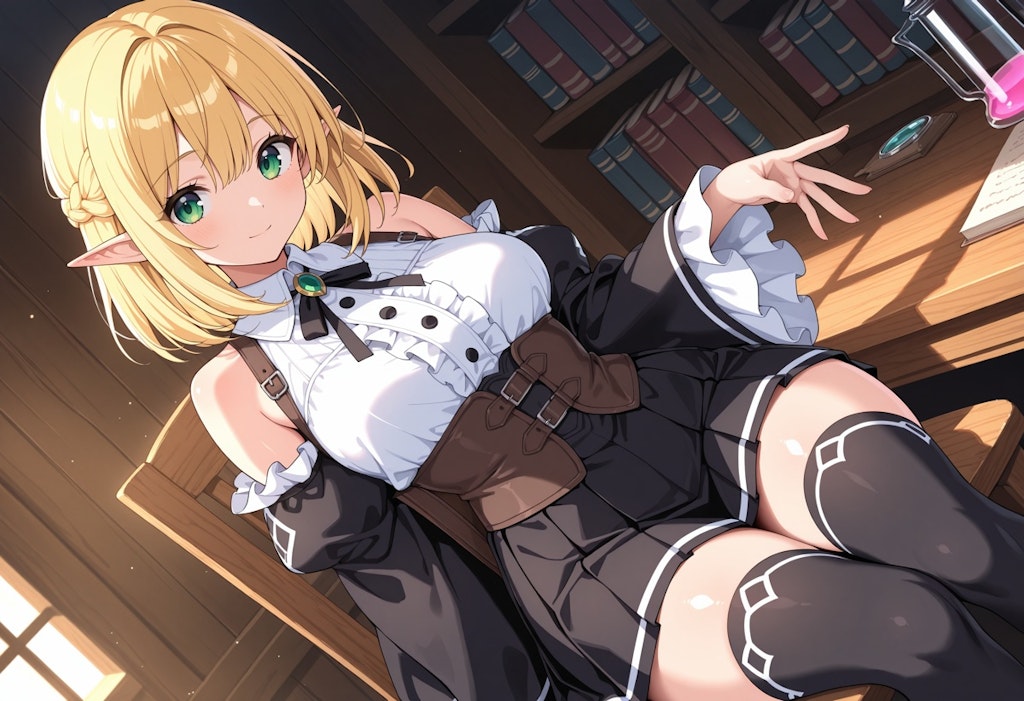 エルフちゃん・実家の書斎にて
