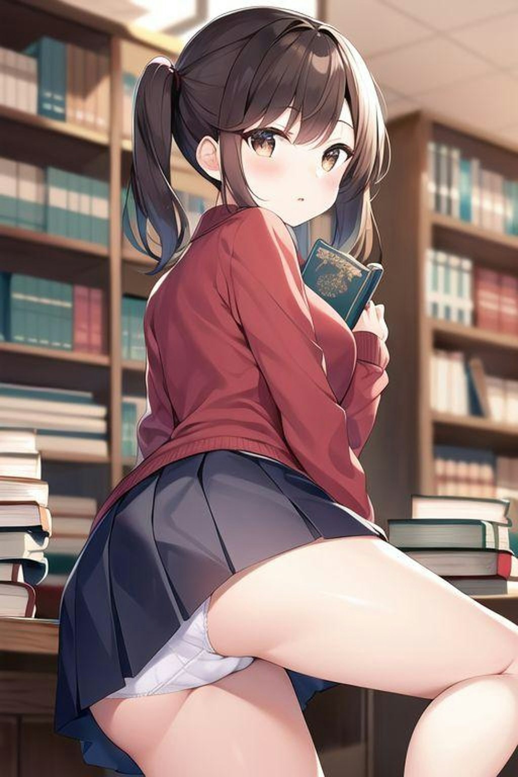 図書室でパンチラ