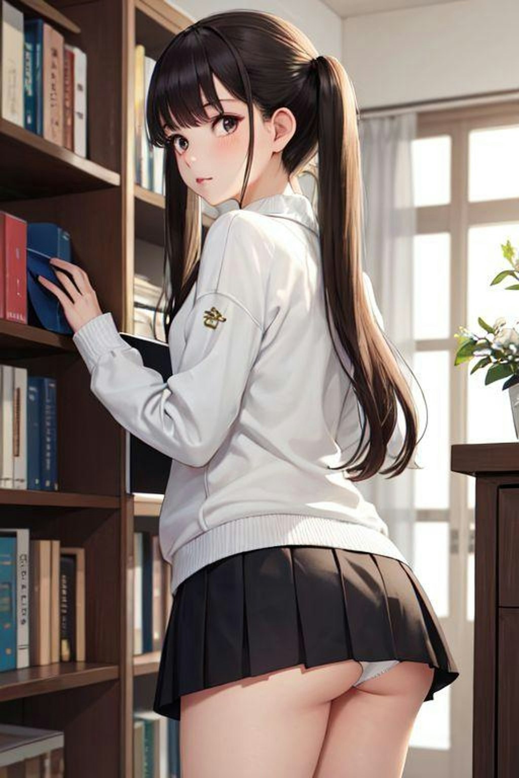 図書室でパンチラ