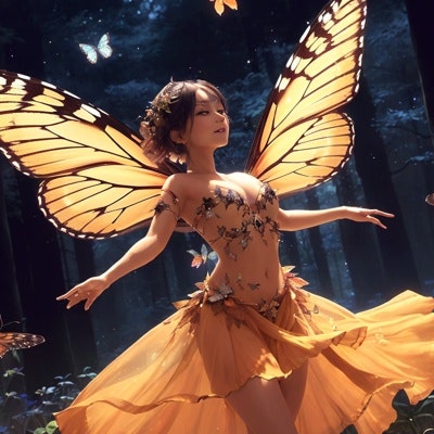 「夜空を舞う蝶の幻想」
