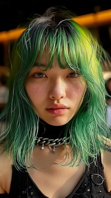 Green hair girl