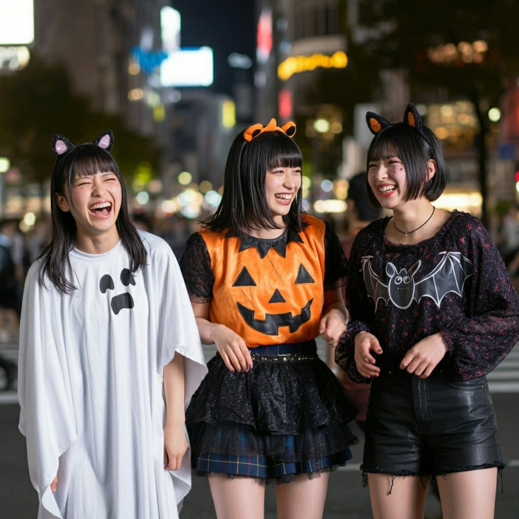 黒髪ハロウィンで比較