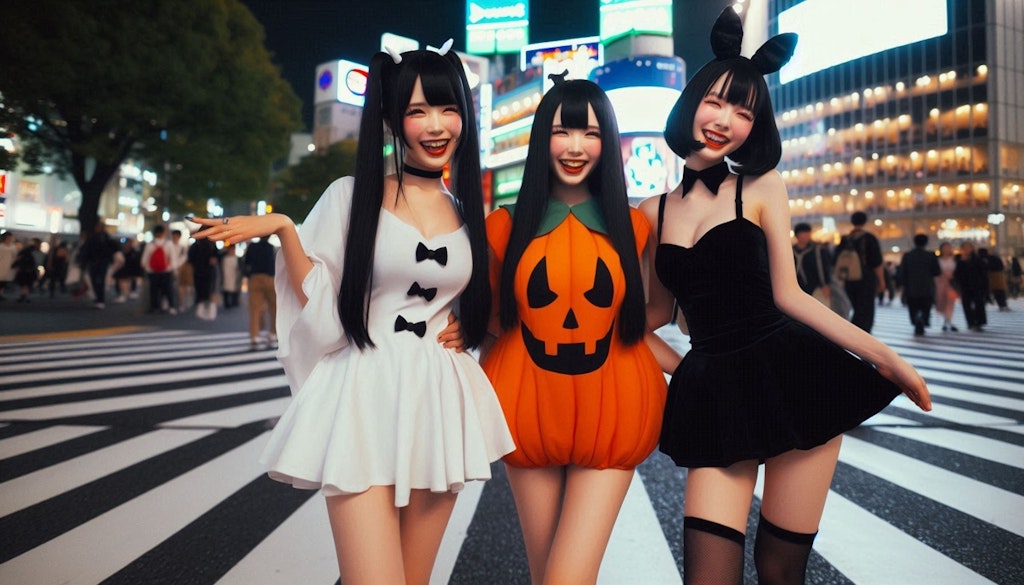 黒髪ハロウィンで比較