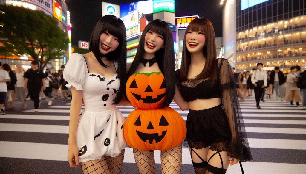 黒髪ハロウィンで比較