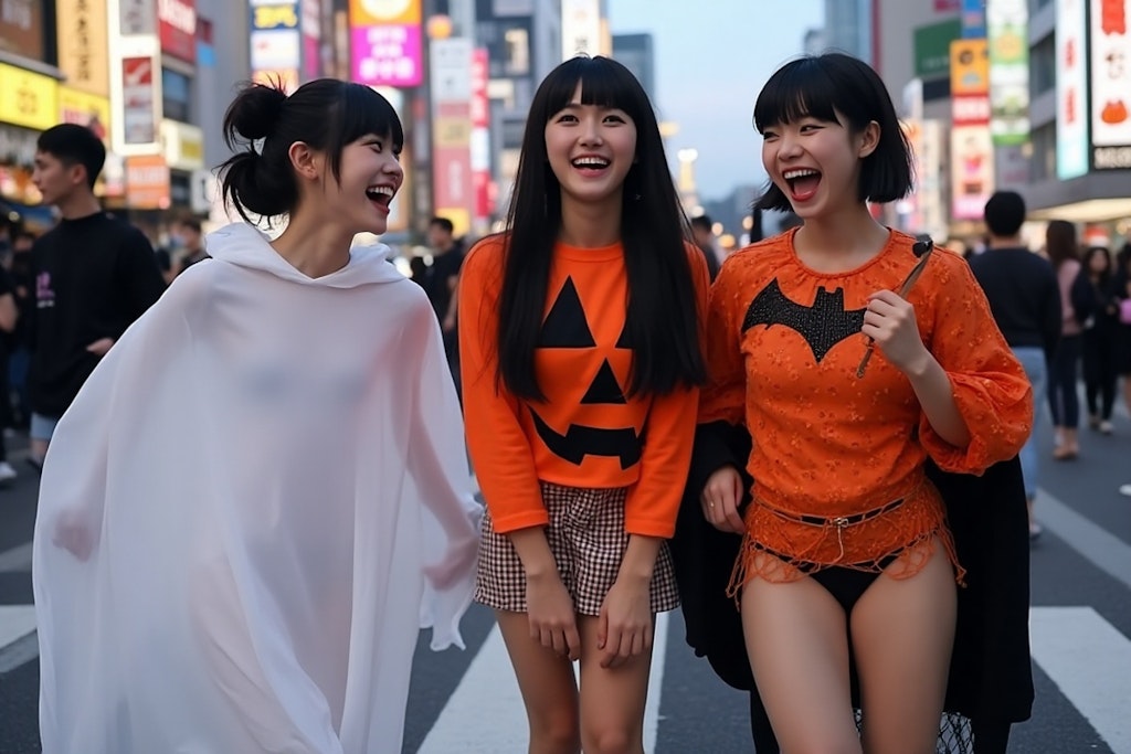 黒髪ハロウィンで比較