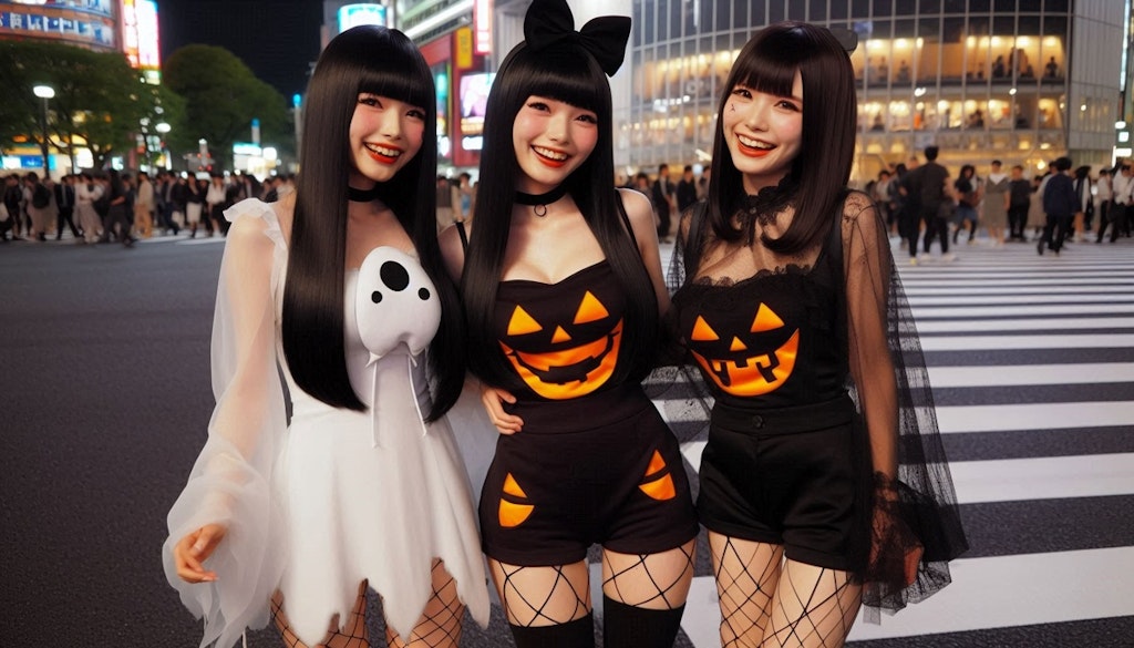 黒髪ハロウィンで比較